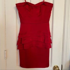 BCBG Aurelia Red Tiered Strapless Dress Size 2